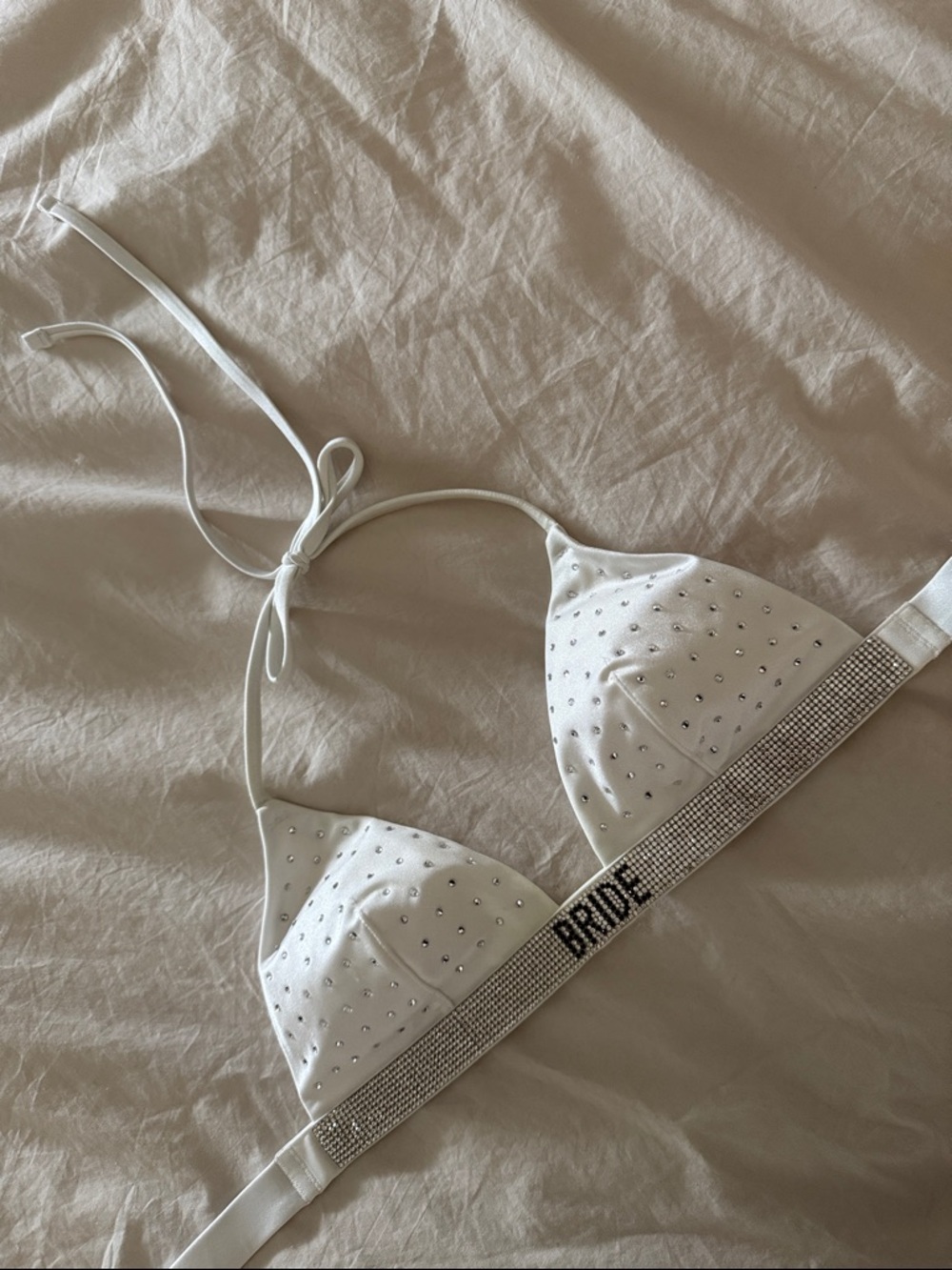 Bride Embellished White Triangle Bralette